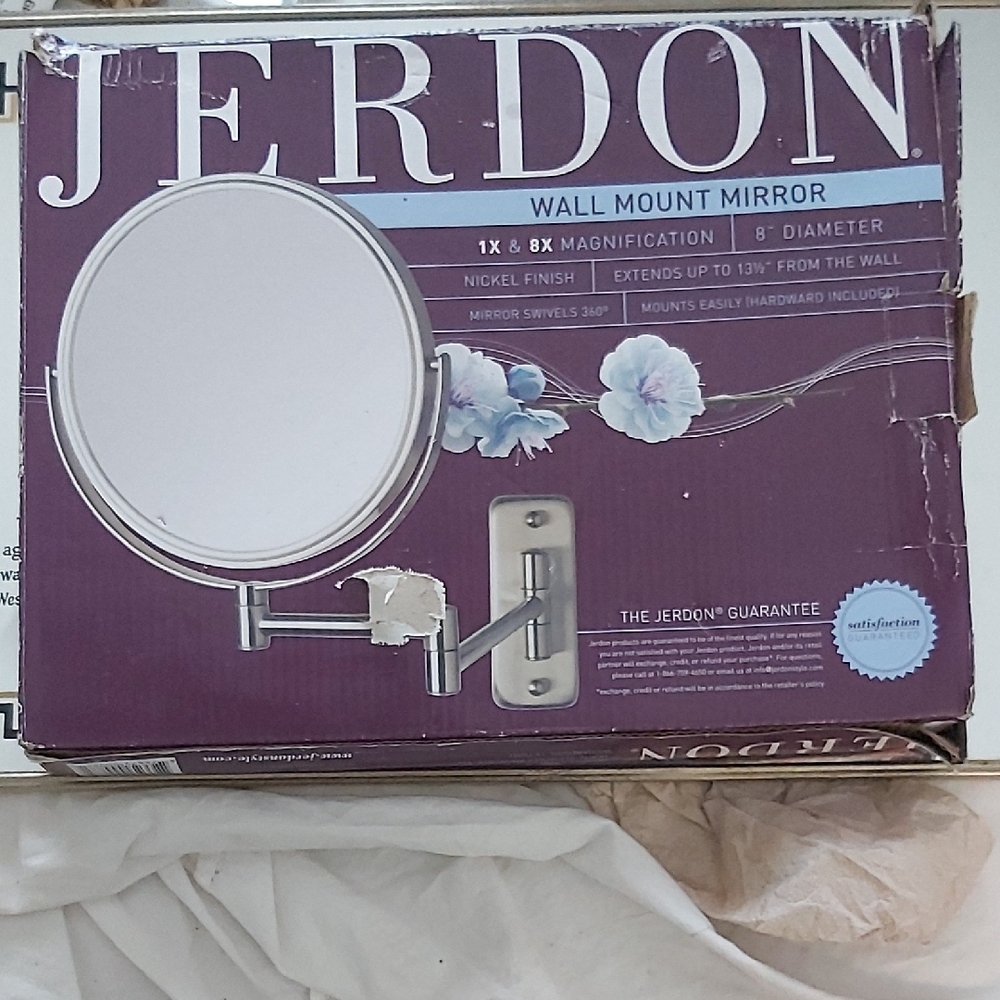 Jerdon Wall Mount Vanity Mirror - Nickel Finish